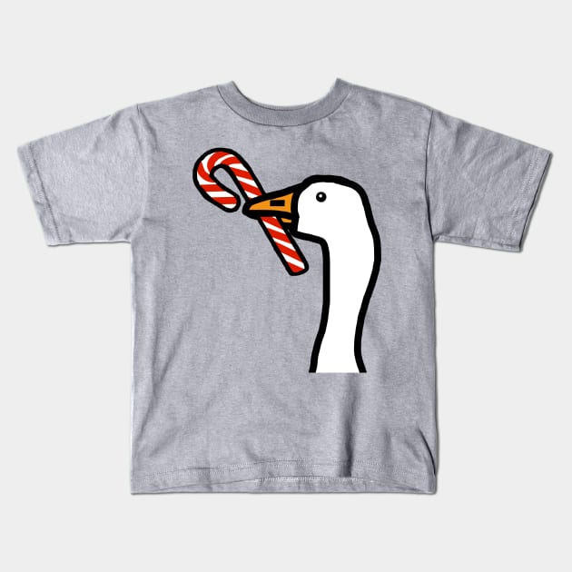 Christmas Portrait Goose Gamer with Candy Cane Kids T-Shirt by ellenhenryart